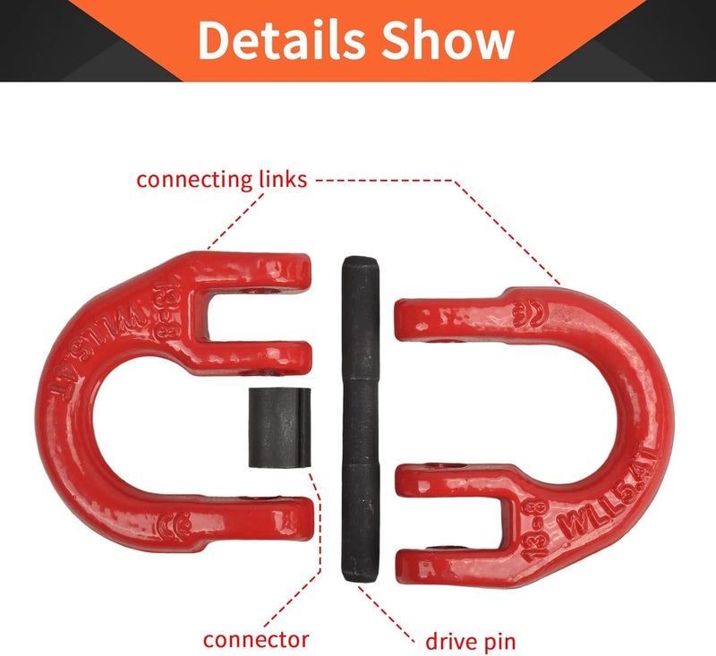 TBAPFS 1/2" Grade 80 Alloy Steel Hammerlock Coupling Link, Tow Hitch Hammer Lock Safety Trailer Chain Adapter Connector Link for Heavy Super Duty Truck Chain Hitch, 12000 Lbs Work Load Limit - Red - Image 2